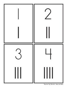 four squares with numbers on them and the number three in each one's squares