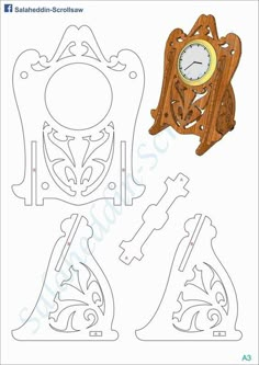 an image of wooden clock cut outs for cutting out the shape of a wall hanging