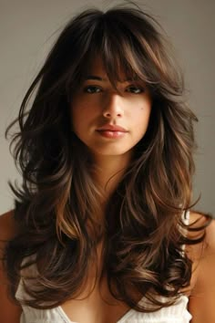 Long Hair With Layers And Bangs, Long Layered Hair With Side Bangs, Layered Hair With Bangs, Hairstyles For Layered Hair, Haircuts For Wavy Hair, Wispy Bangs