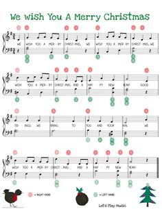 sheet music for christmas with the words, we wish you a merry christmas