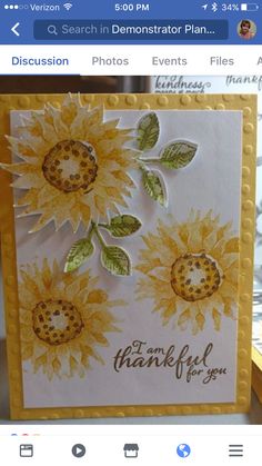 a handmade card with sunflowers on it