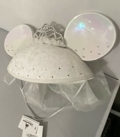 DISNEY PARKS Minnie BRIDE EAR HAT with Rhinestone TIARA & VEIL Adult Size NWT Tiara And Veil, Tiara Veil, Unique Veil, Ear Hat, Rhinestone Tiara, Ear Hats, Bride To Be, Disney Parks, Getting Married