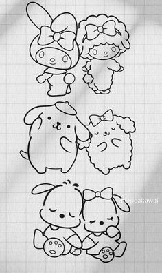 a drawing of some animals and sheeps on a sheet of graph paper with the words,