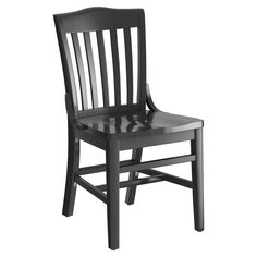 a black wooden chair against a white background