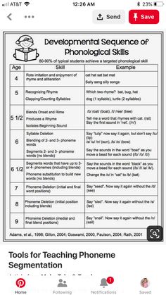 an iphone screen showing the text and instructions for teaching phonicic skills to students