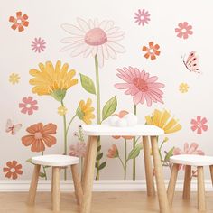 PRICES MAY VARY. Boho Flower Wall Decorations: Featuring with beautiful and colorful flowers in boho retro style, which are delicate, adorable, fresh and exquisite, making your wall or window more beautiful and creating a romantic atmosphere Proper Size: The flower stickers finished size is 42.52x30.31inch/108x77cm, perfect size for decoration in baby's bedroom, living rooms, playrooms, nurseries, classrooms and so on Easy to Peel and Stick: Just tear off the film and stick the sticker on the cl Tv Wall Office, Boho Flower Wall, Daisy Butterfly, Wall Decals Living Room, Wall Office, Flower Wall Decals, Flower Wall Stickers, Wall Stickers Living Room, Living Room Tv Wall