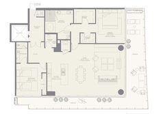 an apartment floor plan with two bedroom, one bathroom and living room in the background