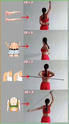 the instructions for how to do an exercise with her arms and legs, in order to get fit