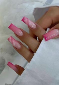 Pink Ombré Nails With Design, Pink Nails French Tip Coffin, Nail Inspo 2024 Coffin, Nail Inspo Square Pink, Rectangle Nails Acrylic, Pink Nail Designs Square Medium, Nails Inspiration Rosa, Nail Inspo Summer Square, Pink Nails Beach