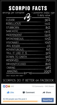 an info sheet for scorpio fact showing the number of scorpios per container