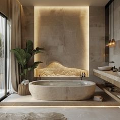 a large bath tub sitting in the middle of a bathroom