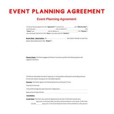 an event planning agreement is shown