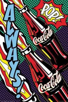 an advertisement for the coca cola company, featuring two bottles with flames coming out of them