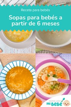 an advertisement for soups para bebesa, which is made with rice and vegetables