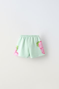 FLOWER PLUSH SHORTS - Turquoise | ZARA United States Plush Shorts, Flower Plush, Zara Girl, Career Woman, Kids Shorts, Skorts, Zara United States, Baby Shop, Bermuda Shorts