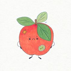 whimsical nature and flower illustrations by haven peckover Cute Doodle Illustration, Apple Character Design, Cute Fruit Illustration, Funky Icons, Apple Illustration, Baby Apple, Flower Cartoon, Rotten To The Core, Whimsical Nature