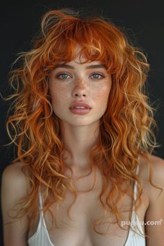 Curtain Bangs Curly Hair: Styling Tips & Ideas - Puqqu Soft Bangs Curly Hair, Blonde Balayage Bob, Red Hair Freckles, Tan Skin Blonde Hair, Romantic Curls, Copper Hair Color