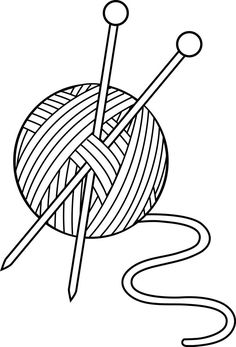 a ball of yarn and two knitting needles coloring page for kids to print out on