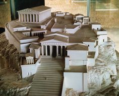 a model of an ancient greek city on display