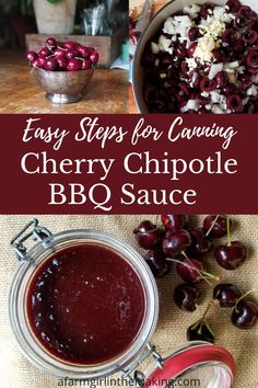 easy steps for carving cherry chipotle bbq sauce with cherries in the background