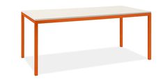 an orange and white table on a white background