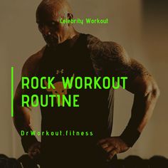 a man standing in front of a gym machine with the words rock workout routine written on it