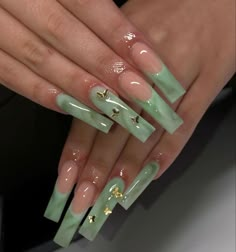 Sep 10, 2021 - This Pin was discovered by Ciara. Discover (and save!) your own Pins on Pinterest Green Acrylic Nails, Her Nails, Acrylic Nails Coffin