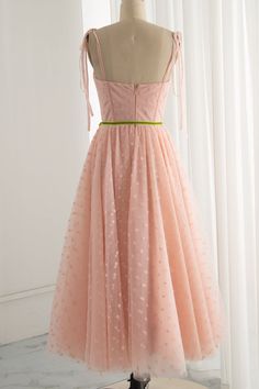 Blush Pink Prom Dress, Midi Prom Dress, Bow Straps, Pink Prom Dress, Pink Tea, Dream Dresses, Pink Prom, Soft Tulle, Tulle Fabric