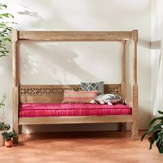 Handcarved Ezana Canopy Daybed Natural1 Canopy Daybed, Sofa Bar, Daybed Canopy, Rattan Daybed, Daybed Cushion, Outdoor Canopy, Hanging Furniture, Wood Daybed, Outdoor Daybed