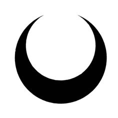 a black and white image of a crescent with the moon in the middle, on a white background