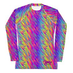 Women's Rainbow Zebra Sport Shirt   Don't be afraid to be your most active self in this smooth and versatile long-sleeve rash guard! It protects you from the sun, wind, and other elements while doing sports, and the slim fit, flat ergonomic seams, and the longer body gives extra comfort.   • 82% polyester, 18% spandex  • 6.78 oz/yd² (230 g/m²) (weight may vary by 5%)  • Very soft four-way stretch fabric that stretches and recovers on the cross and lengthwise grains  • Fitted design  • UPF 50+  • Comfortable longer body and sleeves  • Flatseam and coverstitch  • Blank product components sourced from China   This product is made especially for you as soon as you place an order, which is why it takes us a bit longer to deliver it to you. Making products on demand instead of in bulk helps redu Rainbow Zebra Print, Horse Coloring Books, Rainbow Zebra, Leather Halter, Don't Be Afraid, Sport Shirt, Be Afraid, Rash Guard, Zebra Print