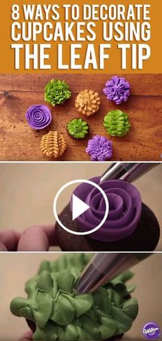 how to decorate cupcakes using the leaf tip