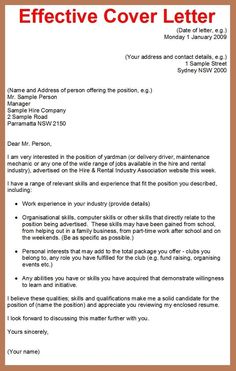 an effective cover letter for a job application is shown in the above image, it appears to be