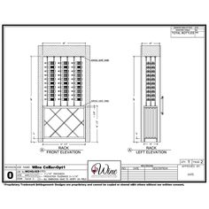 an architectural drawing of the front elevation and side view