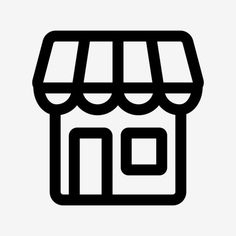 a black and white icon of a store