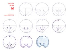 how to draw an elephant's head with different angles and numbers for each letter