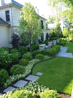 a very nice looking yard with some trees and bushes