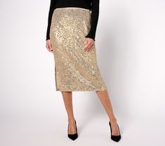 Shimmer and shine as you dance the night away in this pencil skirt. You'll look oh-so elegant when you wear this sequined stunner to that special event on your social calendar. From Susan Graver. Glamorous Stretch Skirt, Glamorous Stretch Mini Skirt, Glamorous Stretch Pencil Skirt, Elegant Pencil Skirt For Party Season, Glamorous Stretch Skirt With Sequins, Fitted Pencil Skirt For Night Out And Party Season, Chic Pencil Skirt For Party Season, Glamorous Formal Pencil Skirt, Holiday Night Out Pencil Skirt