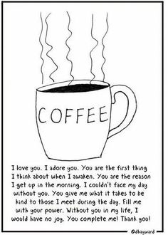 Original cartoon Coffee Prayera tribute to how much we depend on caffeine and our daily cuppa to stay positiveStay safe and prosper with this funny satirical cartoon. Coffee Cartoon, Morning Devotion, International Coffee, National Coffee Day, Coffee Talk, Coffee Obsession, Coffee Culture, I Adore You, Coffee Is Life