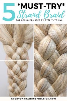 five strand braid French Braid Your Own Hair, Double French Braid, Five Strand Braid, 5 Strand Braid, Braid Your Own Hair, Five Strand Braids, French Braids Tutorial