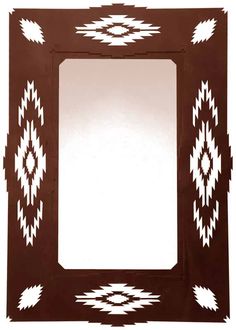 a brown frame with white designs on it