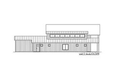 an architectural drawing shows the front and side of a building, with windows on each side