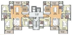 the floor plan for an apartment with four bedroom and two bathroom areas, including one living room