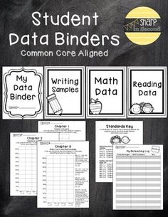 student data binders for the common core aligned with writing samples and graphing numbers