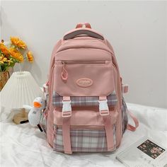 Kylethomasw Lattice College Kawaii Backpack Girl Cute Travel Backpack Trendy Cool Women School Bag Fashion Female Laptop Student Kids BagsDetails ShowAngle Show Big School Bags, Duck Pendant, Cute Backpacks For Traveling, Black Rucksack, Cool Women, Big Backpacks, Kawaii Backpack, Cute Wallets, Blue Wallet