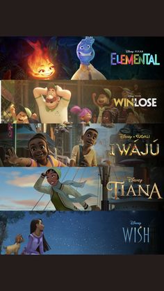 many different movie posters with the same character in each one's avatar, including an elephant