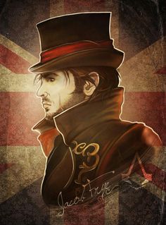 a painting of a man wearing a top hat and coat with the british flag in the background