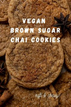 vegan brown sugar chai cookies with cinnamon on top