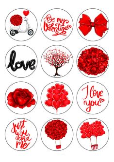 valentine's day stickers with hearts and flowers