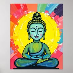 Colorful Contemporary Crayon Inspired Buddha Poster